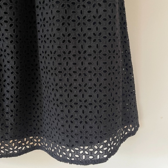 J CREW NWOT Black Eyelet Button Front Midi Dress - Picture 3 of 5